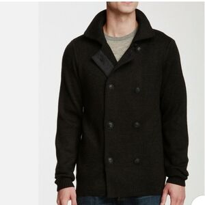 Vince Wool Pea Coat Sweater M Dark Green